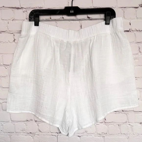 L.L. BEAN White Cloud Gauze High Rise Cover-Up Shorts--NWT--L - Picture 10 of 12